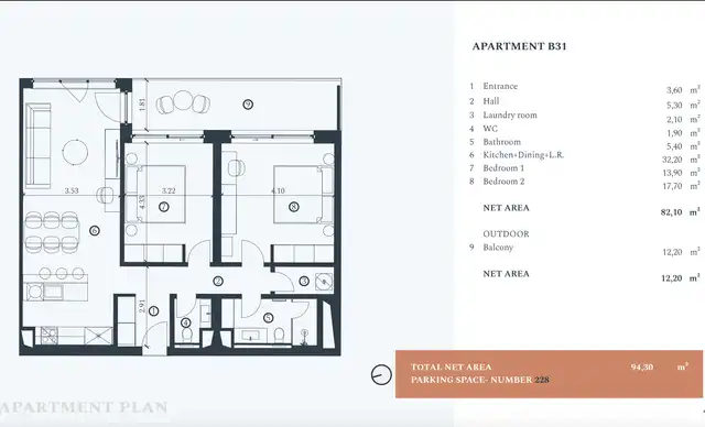 RE54416Tlocrt apartmana