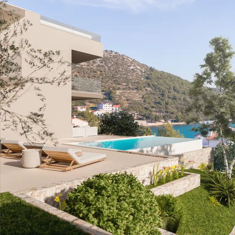 Trogir, Marina - Three-room apartment with a pool in a modern new building