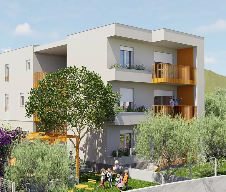 Kaštel Kambelovac – Dvosoban stan s vrtom novogradnja, 79.07 m²