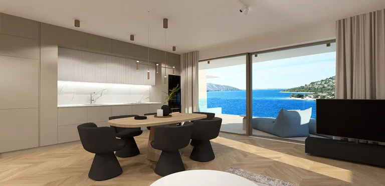Šibenik, Grebaštica - Třípokojový byt s bazénem a střešní terasou 114 m2 NOVÁ STAVBA