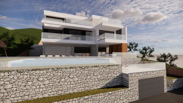 Omiš, Pisak - Građevinsko zemljište sa projektom vile
