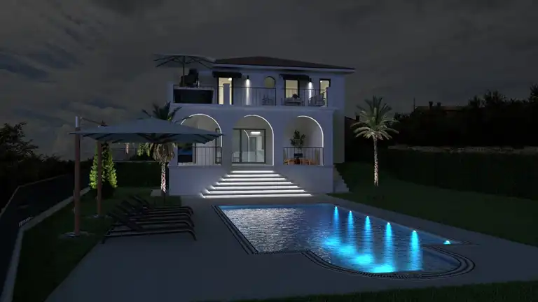 Vila 384 m² okolica Buj — bazen, pogled in 832 m² zemljišča