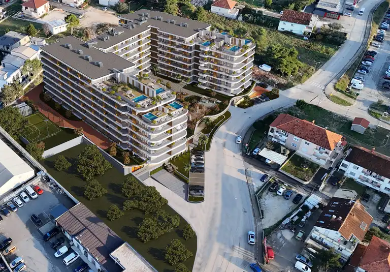 Zadar, Crvene kuće - Luxusní dvoupokojový byt 57 m2 novostavba
