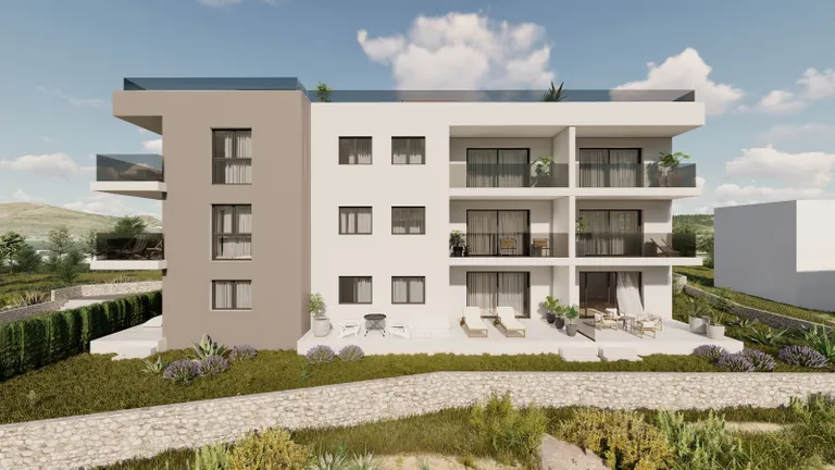 Trogir, Okrug Gornji – Dvojizbový byt s lóžou 63 m2 novostavba